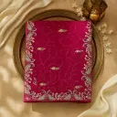 Exquisite Fuchsia Silk Saree with Intricate Peacock Embroidery