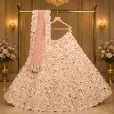 Pastel Peach Bridal Lehenga Choli with Heavy Embroidery and Net Dupatta