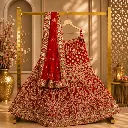 Women's Red Bridal Lehenga Choli with Heavy Gold Embroidery and Net Dupatta