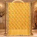 Yellow Floral Printed Saree with Multicolor Blossom Motifs and Elegant Border