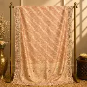Peach Gold Woven Saree with Chevron Motifs and Embellished Border