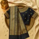 Elegant Black Designer Saree with Traditional Gold Zari Border