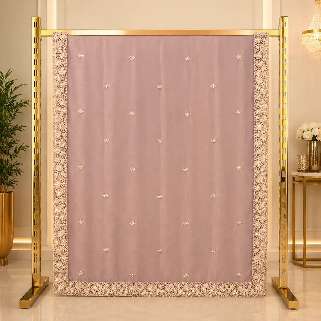 Blush Pink Embellished Saree with Delicate Buti Work and Ornate Border
