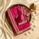 Exquisite Fuchsia Pink Designer Saree with Heavy Embroidered Blouse