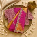 Luxury Pink and Orange Dual-Tone Designer Saree with Embroidery
