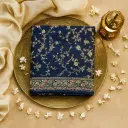 Elegant Navy Blue Designer Saree With Intricate Floral Embroidery