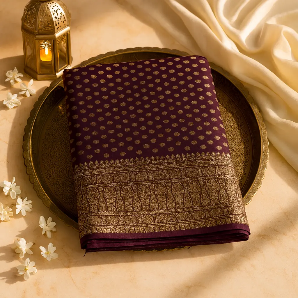 Elegant Deep Purple Embellished Designer Saree with Zari Border