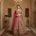 Rose Pink Embellished Silk Bridal Lehenga Choli Set