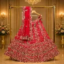 Women's Red Embroidered Bridal Lehenga Choli with Matching Dupatta