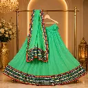 Women's Sea Green Embellished Lehenga Choli with Matching Dupatta