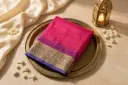 Magenta Pink and Royal Purple Woven Silk Zari Saree