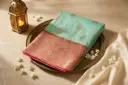 Sea Green Silk Saree with Coral Zari Border