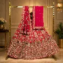 Women's Rose Pink Bridal Lehenga Choli with Temple Motif Embroidery and Matching Dupatta