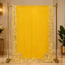 Mustard Yellow Saree with Sequin Motifs and Heavy Embroidered Border