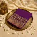 Elegant Purple Silk Saree with Traditional Gold Zari Border