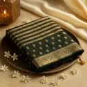 Elegant Bottle Green Striped Saree with Contrast Mustard Blouse