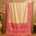 Ivory Gold Saree with Pink Embroidered Border and Paisley Pallu