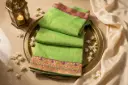 Parrot Green Jacquard Silk Saree with Embroidered Blouse