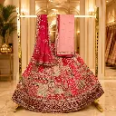 Women's Pink Bridal Lehenga Choli with Patchwork Embroidery and Net Dupatta