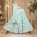 Women's Mint Aqua Lehenga Choli with Mirror Sequin Work and Matching Dupatta