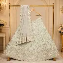 Women's Ivory Mint Lehenga Choli with Gold Sequin Embroidery & Matching Dupatta