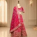 Women's Pink Bridal Lehenga Choli with Gold Embroidery and Net Dupatta