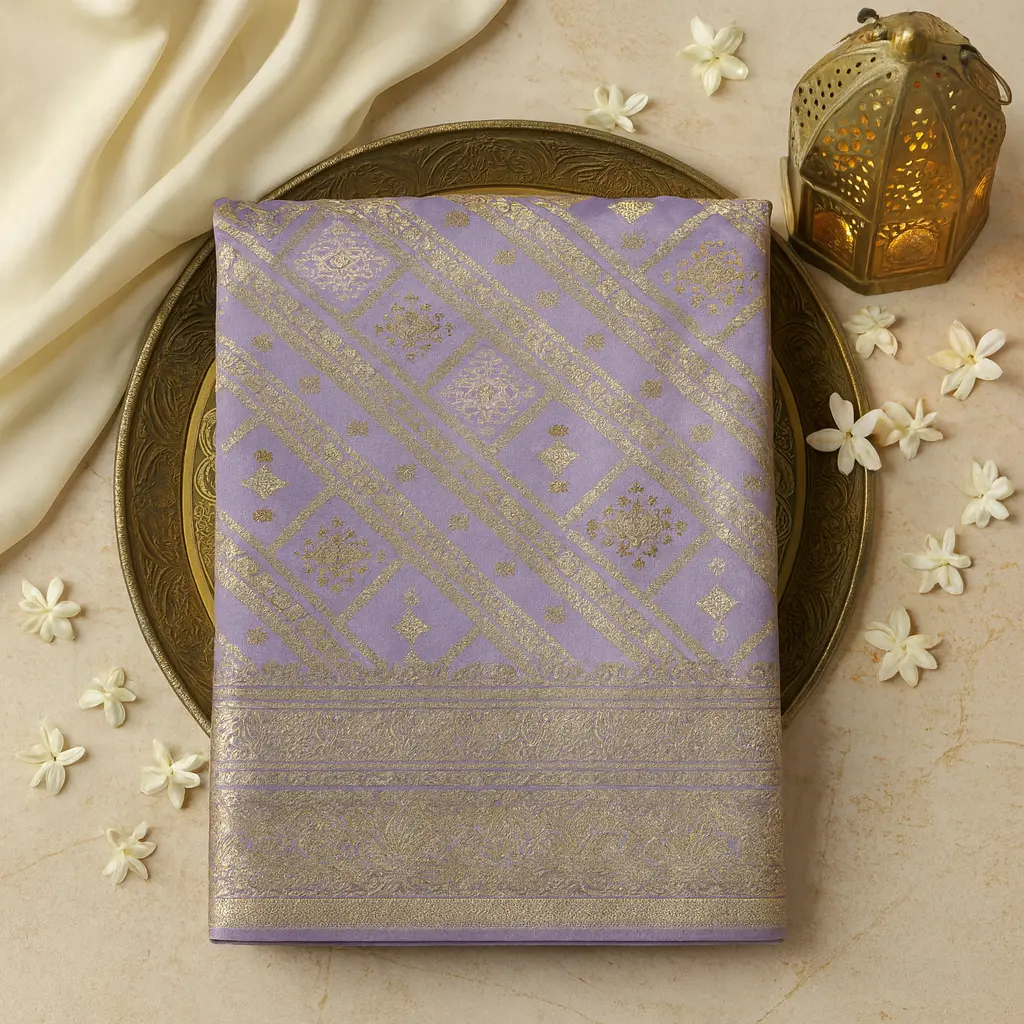 Elegant Lilac Designer Saree with Traditional Bandhani Work
