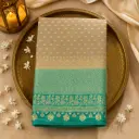 Elegant Mint Green and Gold Designer Zari Embellished Saree