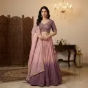 Mauve and Blush Pink Ombre Embroidered Silk Lehenga Set 