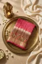 Rani Pink Silk Bandhani Saree with Kalamkari Pallu