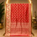 Elegant Red Woven Saree with Floral Border and Ornate Pallu 