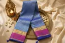 Royal Blue Pure Kanjivaram Silk Saree with Gold Zari