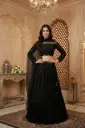 Midnight Black Embroidered High-Neck Crop Top Lehenga Set