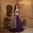 Royal Purple Zardozi Embroidered Silk Lehenga Choli Set