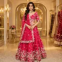 Women's Rani Pink Embroidered Lehenga Choli with Net Dupatta