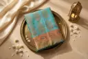 Turquoise and Gold Handwoven Silk Banarasi Saree