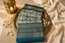 Teal Blue Handwoven Ikat Patola Pure Silk Saree