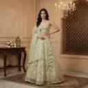 Pista Green Embroidered Lehenga Set with Beaded Blouse