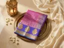 Magenta and Royal Blue Silk Saree with Zari Weaving