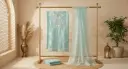 Pastel Sea Green Silk Embroidered Unstitched Dress Material