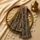 Elegant Charcoal Shimmer Saree with Intricate Sequin Embroidery 