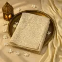 Elegant Ivory Embroidered Net Saree with Intricate Sequins