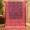 Purple Patola Saree with Geometric Motifs and Pink Bird Border
