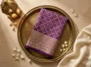 Deep Purple Pure Georgette Banarasi Bandhani Jangla Saree