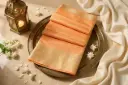 Pastel Peach Kota Silk Saree with Golden Zari Border