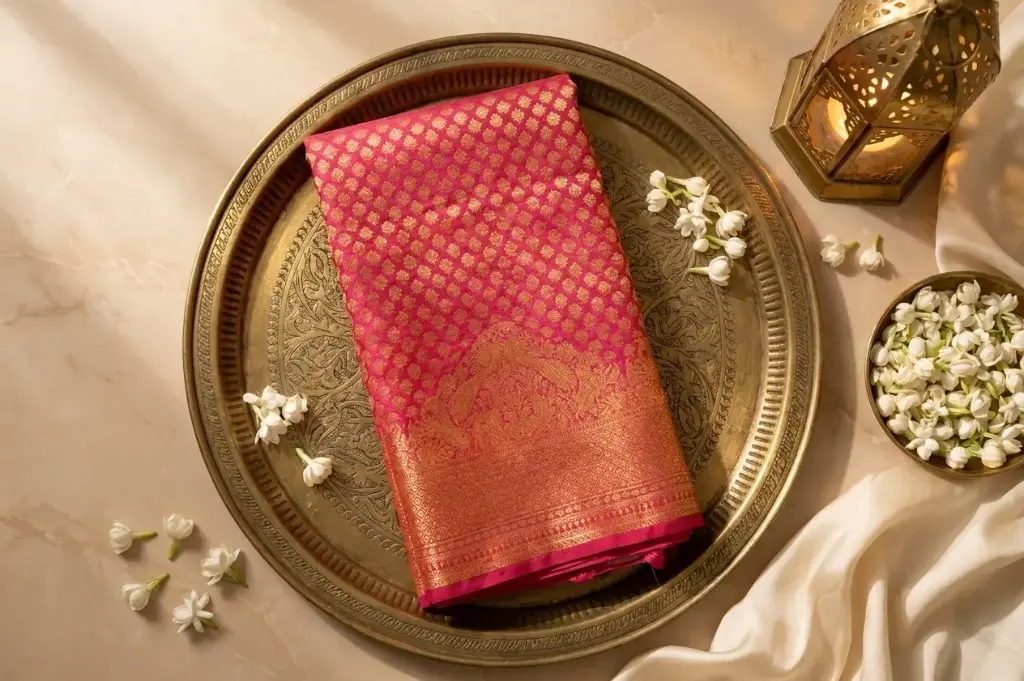 Rani Pink Pure Silk Handwoven Zari Brocade Saree