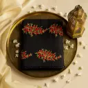 Elegant Black Embroidered Designer Saree with Floral Motifs