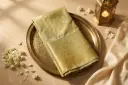 Elegant Olive Green Silk Saree with Rich Zari Border