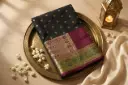 Black and Magenta Banarasi Silk Saree with Zari Weave