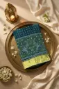 Teal Blue Bandhani Georgette Saree with Peacock Pallu